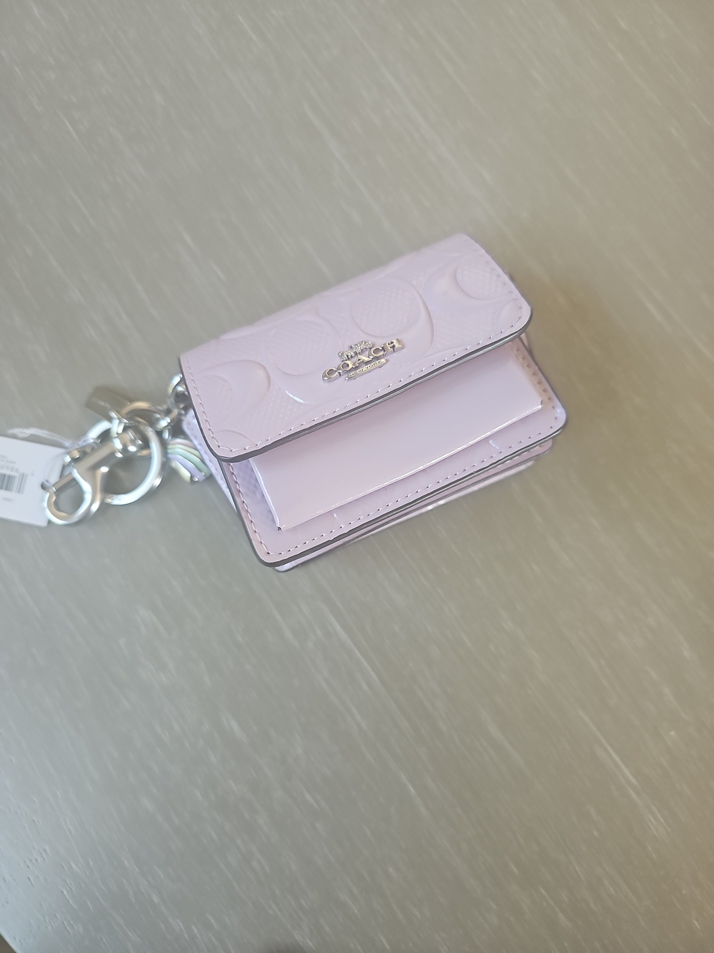 Coach Lilac Patent Leather Mini Card Case with Key Ring